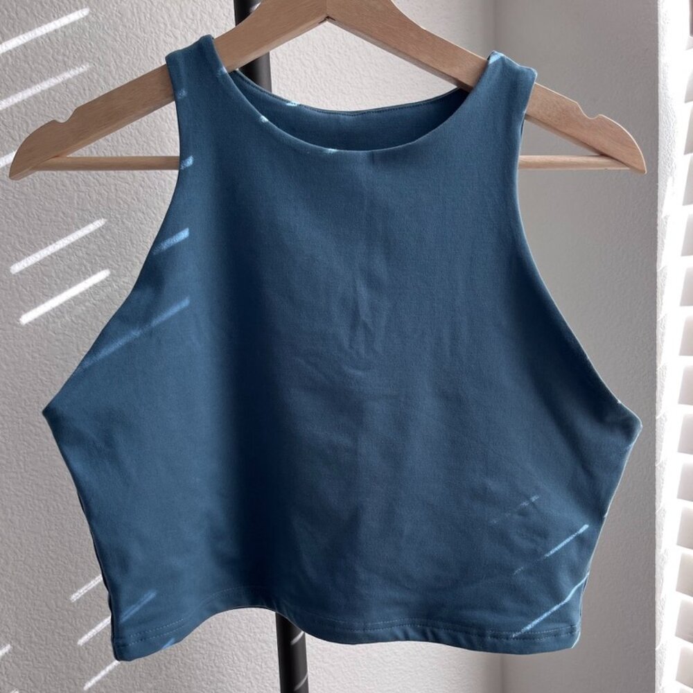 Teal High-Neck Stretch Crop Tank – Size L